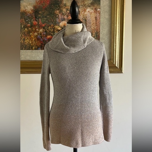 White House Black Market Sweaters - WHBM Metallic Silver to Rose Gold Ombré Cowl Neck Sweater